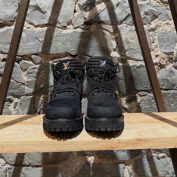 Louis Vuitton 2019 Black Nubuck Monogram Eclipse Chain Hiking Boots - Picture 6 of 12